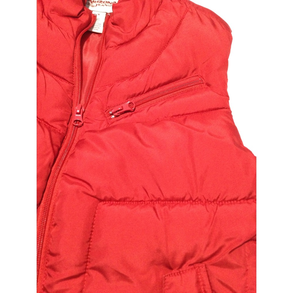 Arizona Jean Co Red Puffer Vest Mens Medium Full Zip Quilted Sleeveless Jacket - Picture 2 of 6